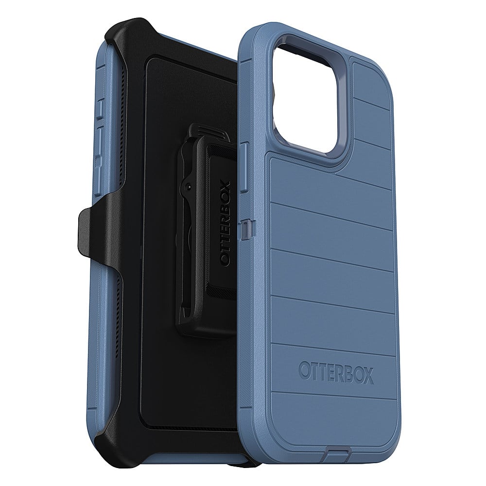 The image features a blue Otterbox case for a smartphone. The case is designed to protect the phone from scratches, drops, and other potential damage. The case is made of a durable material and has a sleek, modern design. The Otterbox logo is prominently displayed on the case, indicating the brand and the level of protection it offers. The case is open, revealing the phone inside, which is securely held in place by the case.