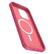 The image features a pink Otterbox case for an iPhone. The case is designed to protect the phone from scratches and impacts. The case has a unique design with a circle on the back and a square on the front. The case is made of durable material and is specifically designed for the iPhone.