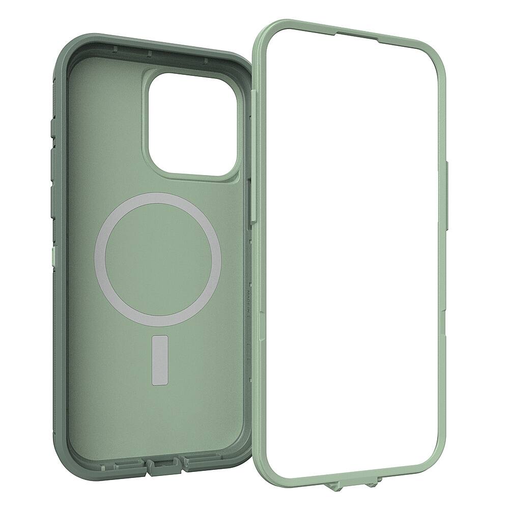 Left. OtterBox - Defender Pro XT MagSafe Case for Apple iPhone 15 Pro Max - Emerald Isle.