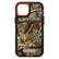 The image features a cell phone case with a camouflage pattern, which is made by Otterbox. The case is designed to protect the phone from scratches and impacts. The case is orange and black in color, and it has a camouflage pattern that is reminiscent of a forest. The case is displayed in a close-up view, showcasing its design and protection features.