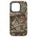 The image features a cell phone case with a camouflage design, which is made by Realtree. The case is designed to look like a tree branch, and it has a leaf pattern on it. The case is orange and white in color, and it is designed to protect the cell phone from scratches and other damage. The case is available in a variety of sizes to fit different phone models.