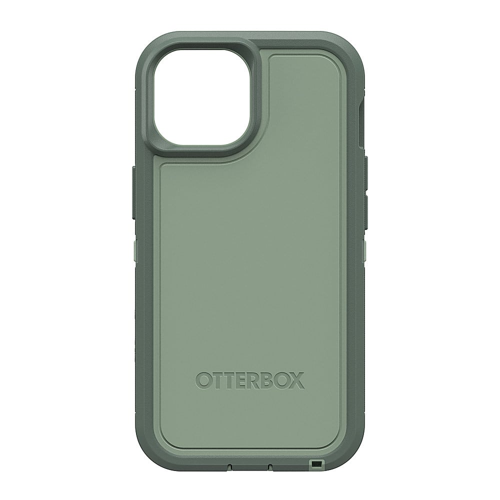 Angle. OtterBox - Defender Pro XT MagSafe Case for Apple iPhone 15 / iPhone 14 / iPhone 13 - Emerald Isle.