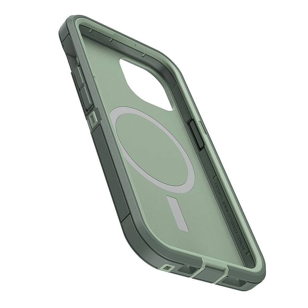The image features a green Otterbox cell phone case. The case is designed to protect the phone from scratches and impacts. The case has a sleek and modern appearance, with a green color that complements the phone. The case is made of durable materials, ensuring that the phone remains safe and secure when not in use. The Otterbox case is a popular choice for phone protection, and it is available for various phone models.
