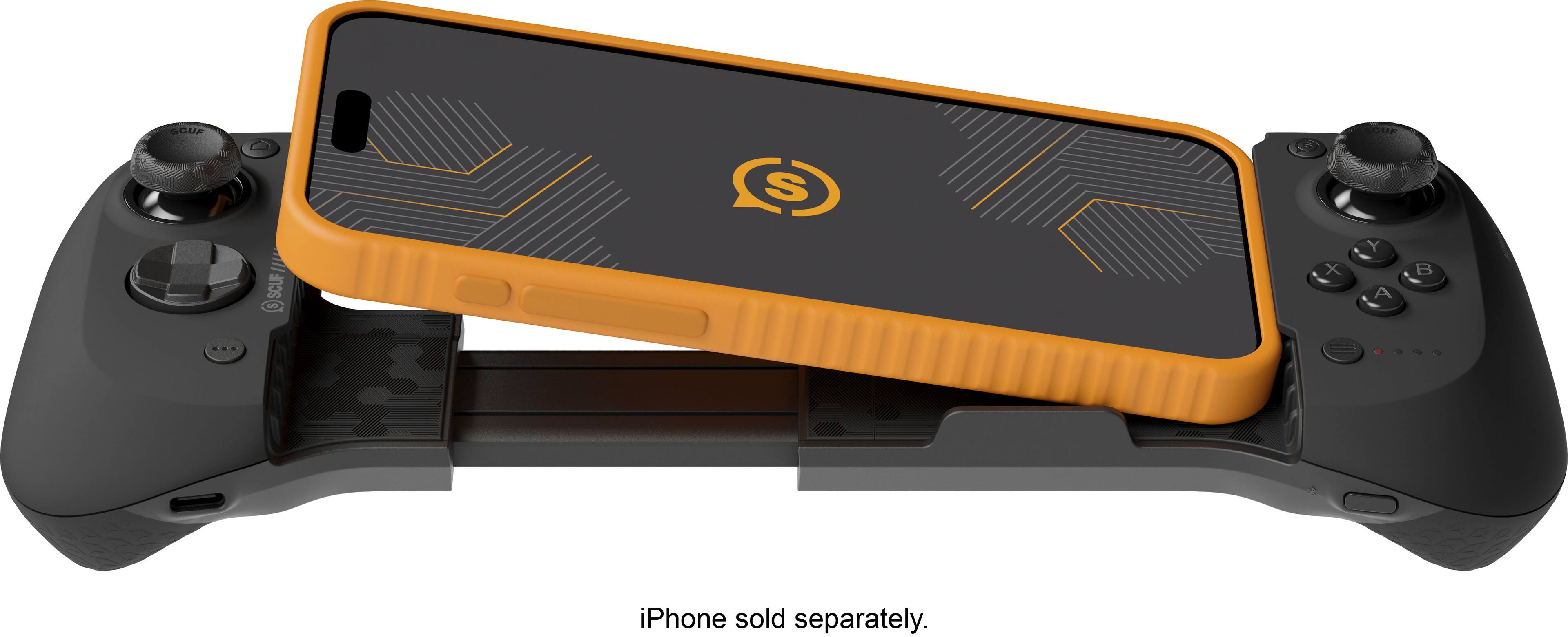 The text on the image reads "Orange and black game controller."