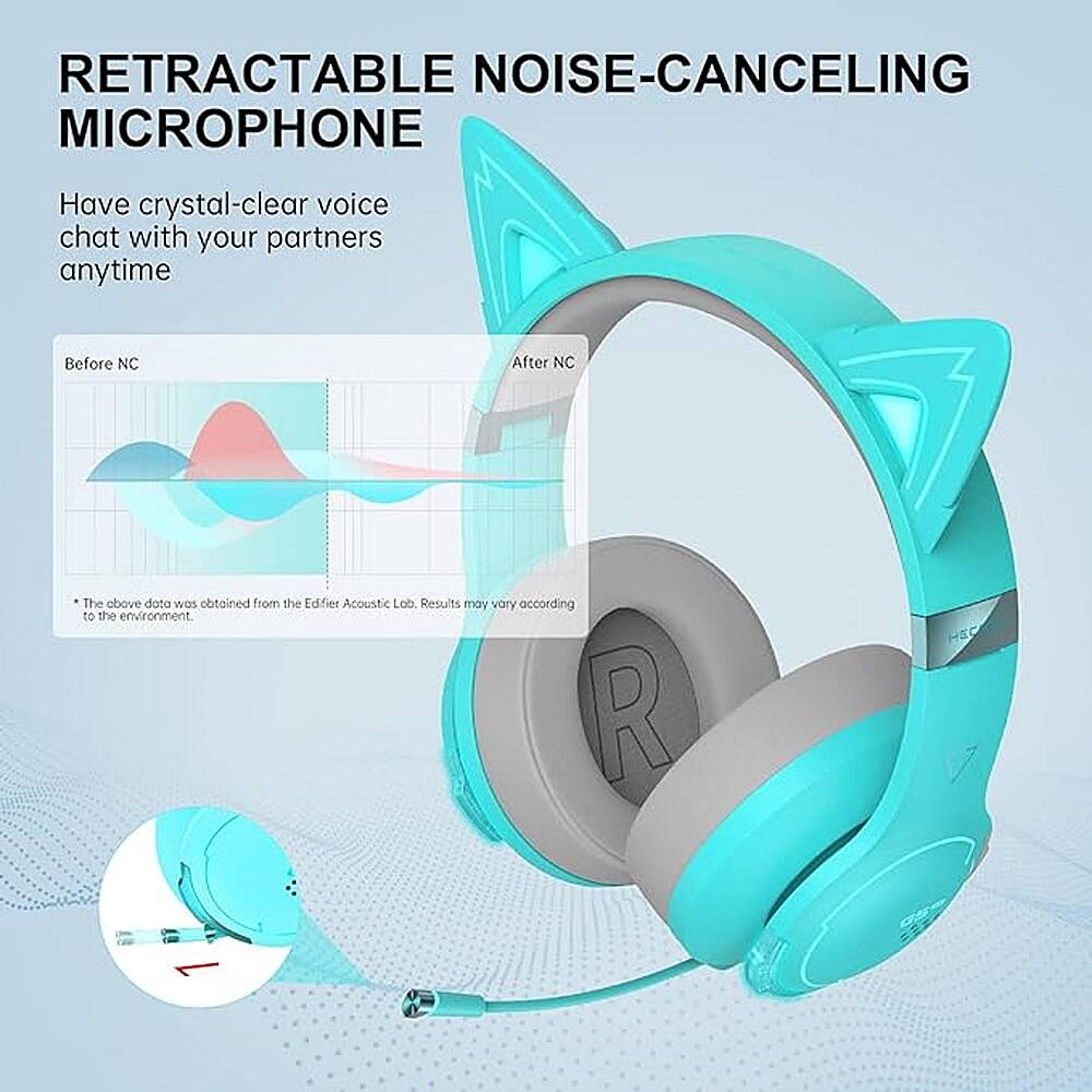 Retractable Noise-Cancelling Microphone: Have crystal-clear voice chat with your partners anytime. Before NC After NC. The above data was obtained from the Edifier Acoustic Lob. Results may vary according to the environment.