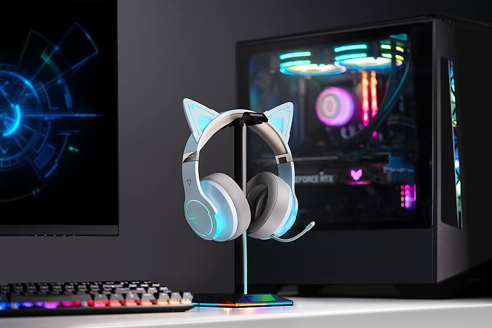 Edifier G5BT CAT Wireless Gaming Headset w/ Magnetic Cat Ears, 36 Hour ...
