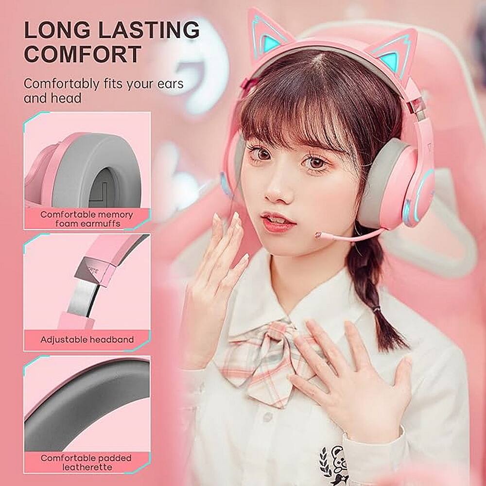 LONG LASTING COMFORT: Comfortably fits your ears and head with comfortable memory foam earmuffs. The headband is adjustable, and the earmuffs are made of comfortable padded leatherette.