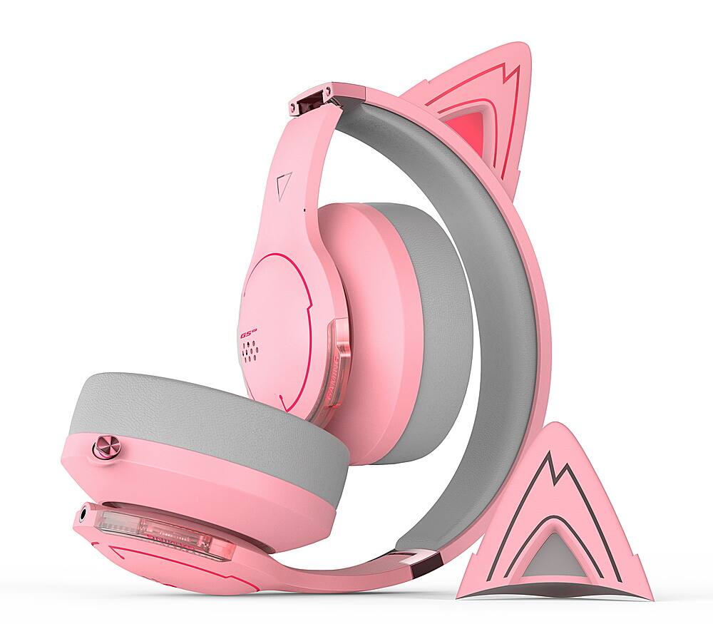 Left. Edifier - G5BT CAT Wireless Gaming Headset w/ Magnetic Cat Ears, 36 Hour Battery Life for Xbox, Playstation, Nintendo, Mobile & PC - Pink.