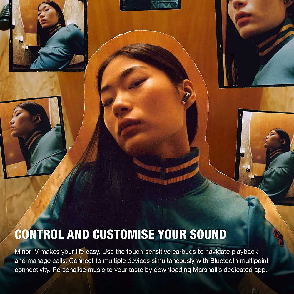 Control and customise your sound with Minor IV. The touch-sensitive earbuds make it easy to navigate playback and manage calls. Connect to multiple devices simultaneously with Bluetooth multipoint connectivity. Personalise music to your taste by downloading Marshall's dedicated app.