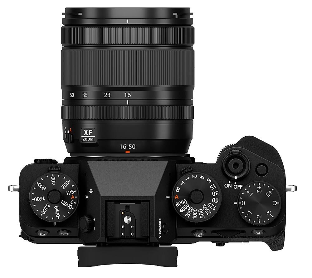 The image features a large black camera with a zoom lens, which is a digital camera. The camera has a zoom lens that can be adjusted to different focal lengths. The lens is mounted on a camera body, which has a display screen on the back. The camera also has a control panel with various buttons, including a power button, a zoom button, and a menu button. The camera is designed to capture high-quality images and videos, making it a popular choice for photographers and videographers.