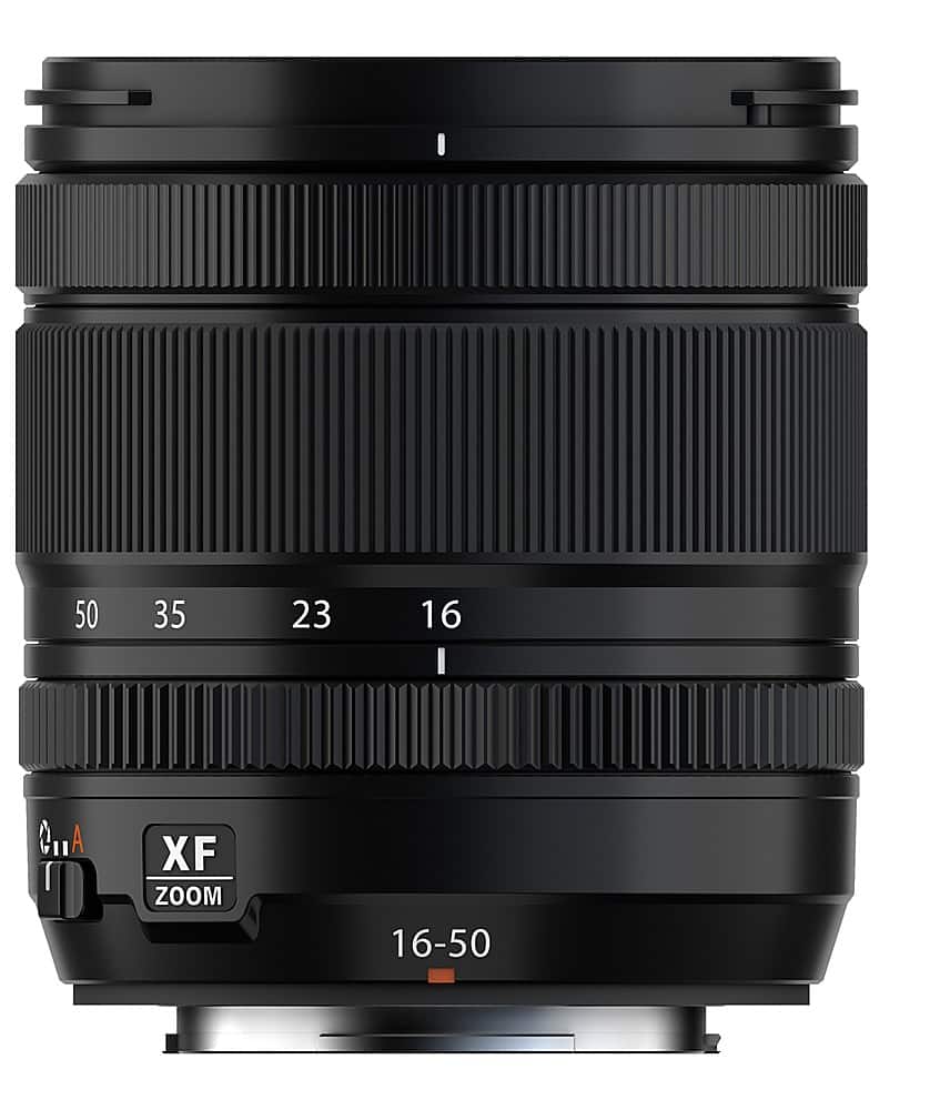 The image features a close-up of a zoom lens, which is a type of camera lens designed to provide a wide range of focal lengths. The lens is black and has a white background, allowing the viewer to focus on the lens itself. The lens is a zoom lens, which means it can adjust its focal length to capture different perspectives and distances.
