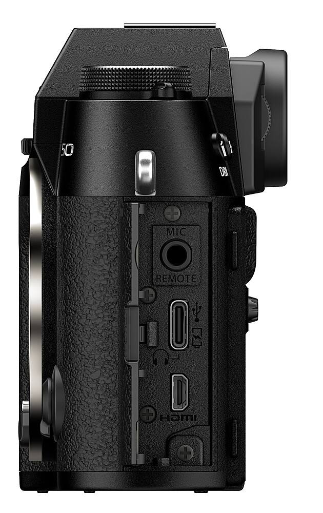 The image features a black digital camera with a large lens. The camera is equipped with a microphone and a remote control, making it a versatile and convenient device for capturing high-quality photos and videos. The camera is designed to be compact and easy to handle, making it suitable for various situations and environments.