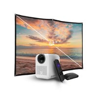 HP - CC180 720P Mini Portable Projector with Roku Express, 84" Screen Included - White - Front_Zoom