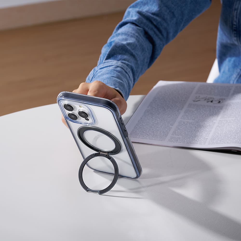 Alt View 12. TORRAS - UPRO Ostand SSR AirBounce Case iPhone15 Pro Max - Clear Black.