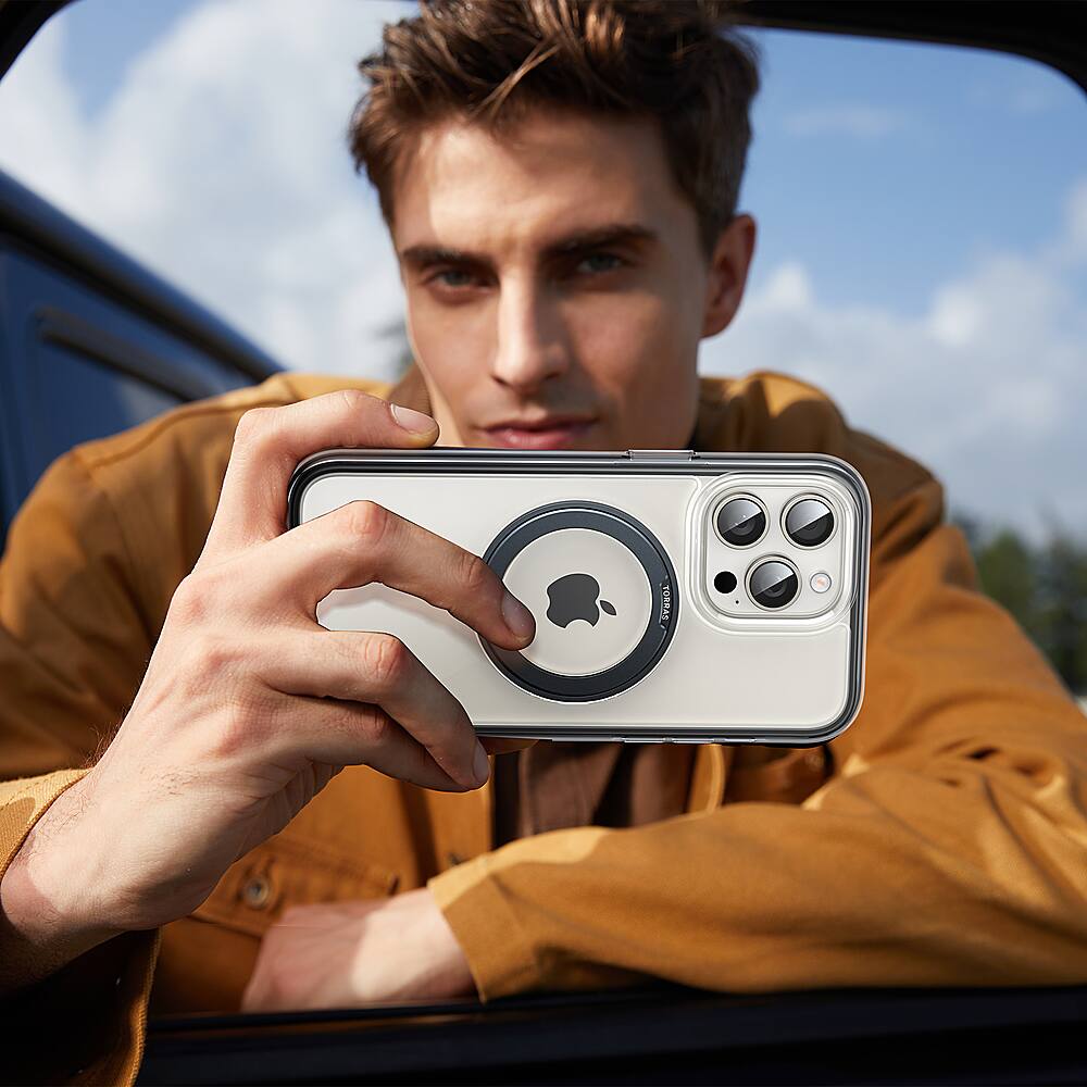 Alt View 15. TORRAS - UPRO Ostand SSR AirBounce Case iPhone15 Pro Max - Clear Black.