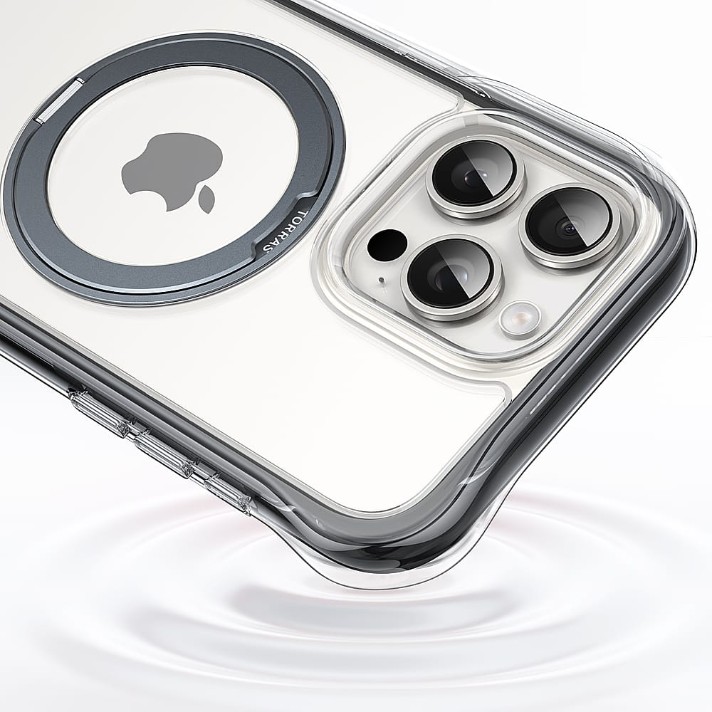 Alt View 2. TORRAS - UPRO Ostand SSR AirBounce Case iPhone15 Pro Max - Clear Black.