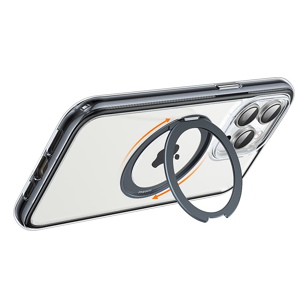 Left. TORRAS - UPRO Ostand SSR AirBounce Case iPhone15 Pro Max - Clear Black.