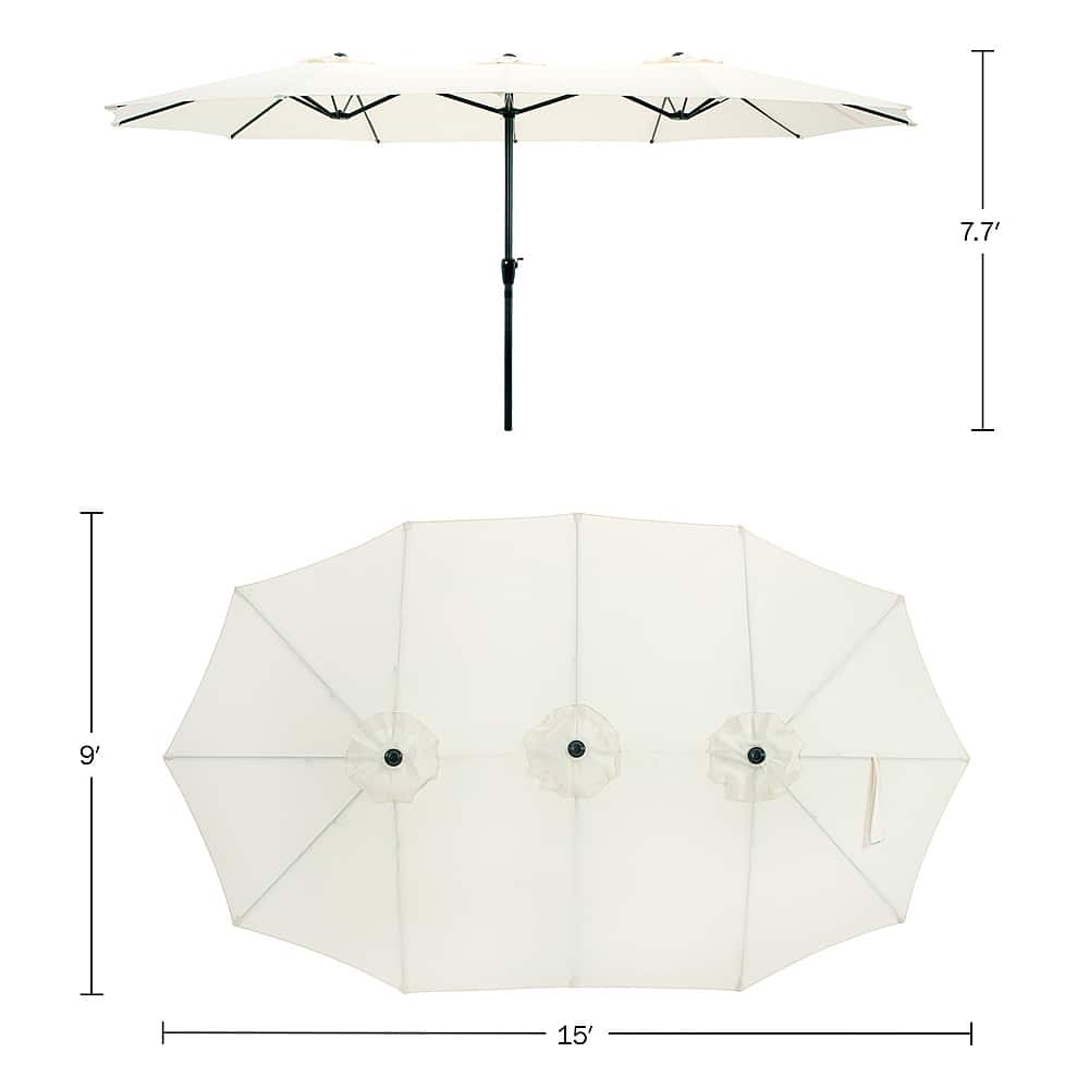 Pure Garden 15Ft Double Patio Umbrella Beige 50LG1283 Best Buy