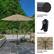 The image features a large umbrella with a steel pole, which has a diameter of 1.5 inches. The umbrella is easy to crank up and down, making it convenient for use. The umbrella is supported by eight powder-coated steel ribs, providing stability and durability.