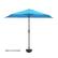The image features a blue umbrella that is not attached to a base. The umbrella is open and ready to be used, but it is not connected to a stand or any other support structure. This suggests that the user will need to provide their own base or support for the umbrella to keep it stable and upright.