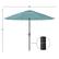 The image features a blue umbrella with a pole and a handle. The umbrella is open and has a blue cover. The pole is black and has a handle at the top. The umbrella is positioned in front of a ruler, which indicates its size. The ruler shows that the umbrella is 108 inches in length and 92 inches in width. The handle is 1.5 inches in length, and the pole is 1.5 inches in diameter.