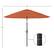 The image shows an orange umbrella with a pole and a black base. The umbrella is open and measures 10 feet in length. The pole is 8.1 feet long, and the base is 1.5 inches in diameter.