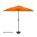The image features a large orange umbrella with a black pole. The umbrella is open and ready to provide shade. The base is not included, which means that the user will need to find a suitable base to place the umbrella on.