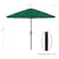 The image features a large green umbrella, which is 108 inches in diameter. The pole of the umbrella is 92 inches long and has a diameter of 1.5 inches.