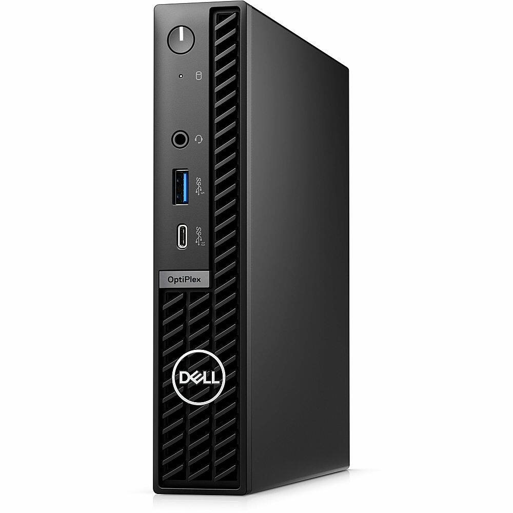 The image features a black Dell computer tower.