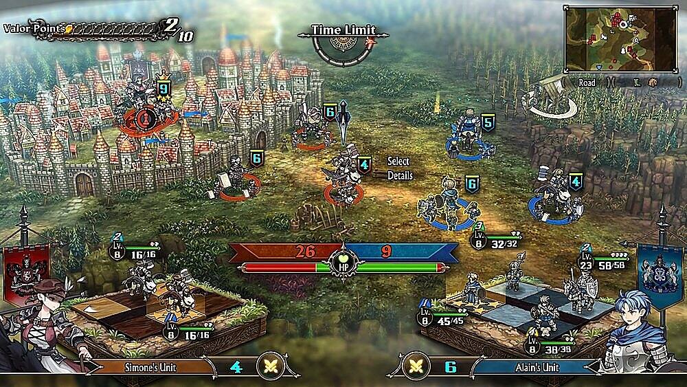 The image is a screenshot from a video game, specifically a strategy game. The game features a large battle scene with various units and characters on the screen. The game has a time limit, and the player must strategize and manage their units effectively to achieve their objectives. The image also displays the Valor Points, which are a measure of the player's progress and success in the game. The player must navigate through the game's challenges and make decisions that will ultimately impact the outcome of the battle.