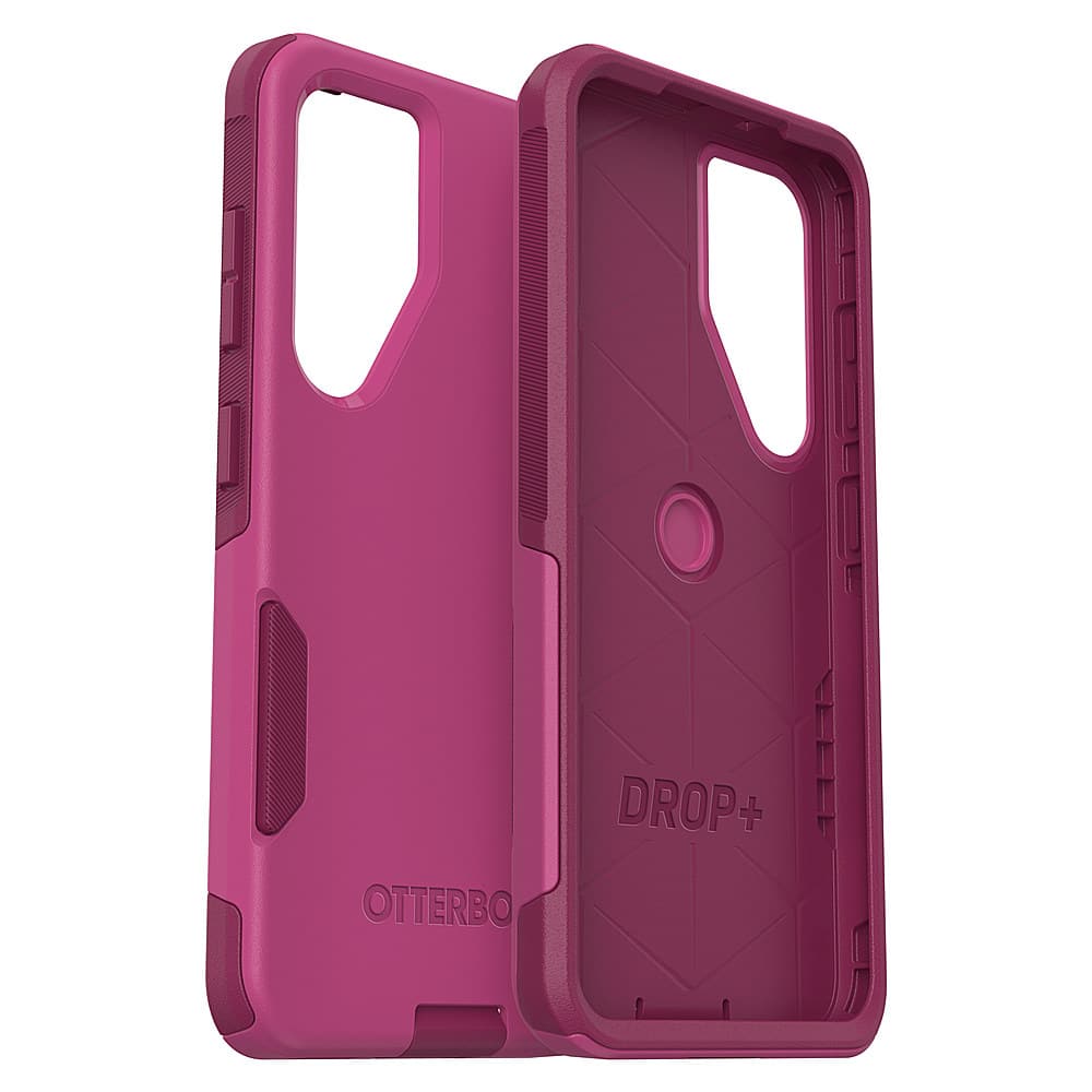 The image features a pink Otterbox case for an iPhone. The case is designed to protect the phone from drops and other impacts. The case has a unique design, with a pink and black color scheme. The case is designed to be durable and long-lasting, providing a high level of protection for the phone.