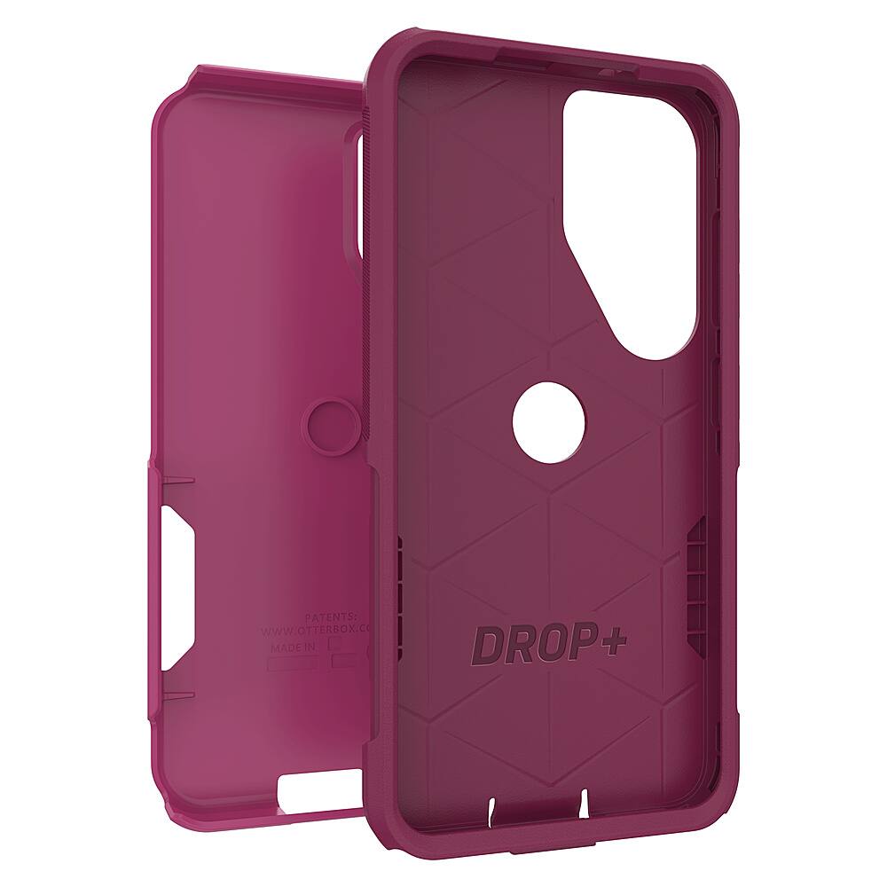 The image features a pink case for a cell phone, which is made by the company Drop+. The case is designed to provide protection for the phone and is available in various colors. The case is made of durable materials and is compatible with most smartphones.
