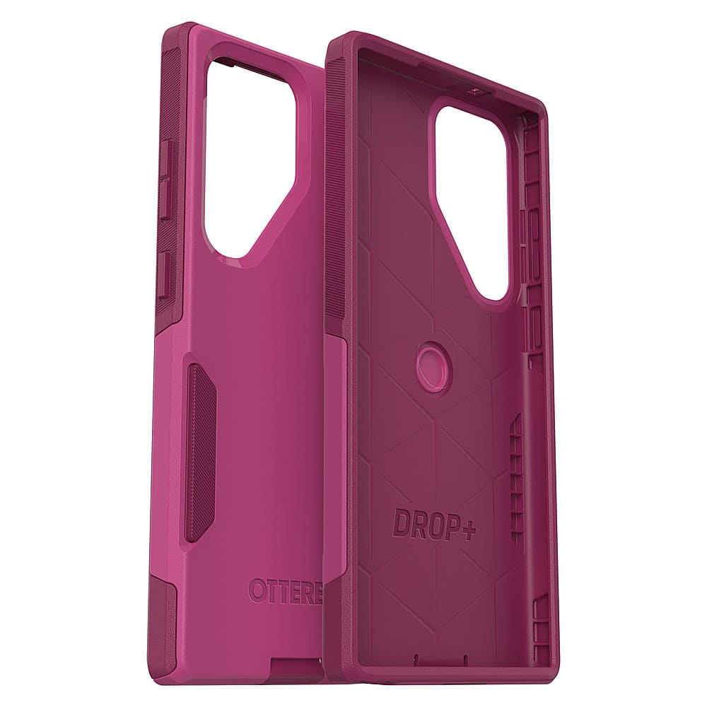 The image features two pink Otterbox cases for cell phones. The cases are designed to protect the phones from drops and impacts. The cases are made of durable materials and have a secure fit to ensure the phones are securely held in place. The cases are available in different sizes to accommodate various phone models.