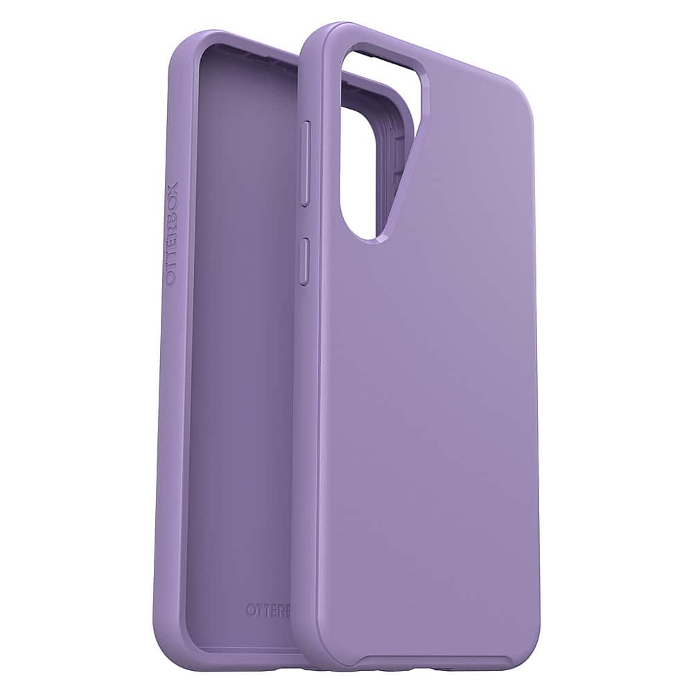 The image features a purple Otterbox case for an iPhone. The case is designed to protect the phone from damage and is made of durable material. The case is open, revealing the phone inside. The Otterbox case is a popular choice for iPhone users who want to keep their device safe and secure.