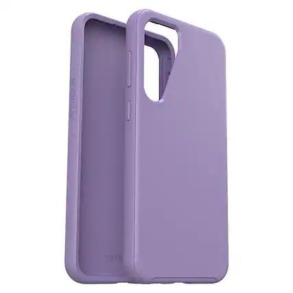 The image features a purple Otterbox case for an iPhone. The case is designed to protect the phone from damage and is made of durable material. The case is open, revealing the phone inside. The Otterbox case is a popular choice for iPhone users who want to keep their device safe and secure.