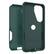 The image features a green case for a cell phone, which is made by the company Drop+. The case is designed to protect the phone from drops and impacts, providing a durable and secure fit. The case is open, revealing the interior design and the protection it offers for the phone.