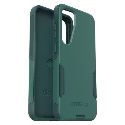 The image features a green Otterbox case for a cell phone. The case is designed to protect the phone from drops and impacts. The case has a sleek and modern appearance, with a green color that stands out. The Otterbox case is a popular choice for those who want to keep their phone safe and secure while still maintaining a stylish look.