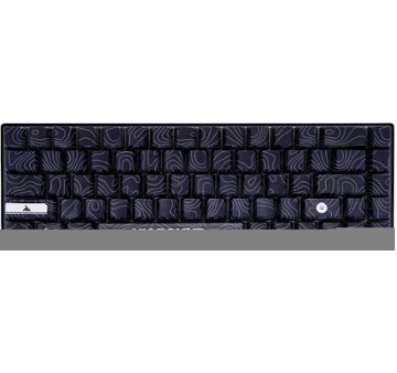 Angle. Higround - Basecamp 65 65% Wired Mechanical Lubed White Flame Linear Switch Gaming Keyboard with RGB Backlighting - Black Ice.