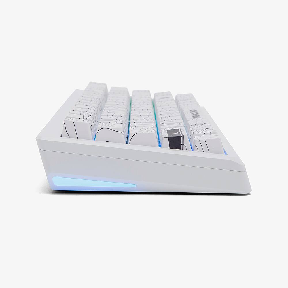 Left. Higround - Summit 2.0 65 65% Wired Mechanical Lubed Dreamland Linear Switch Gaming Keyboard with RGB - Snow Stone.
