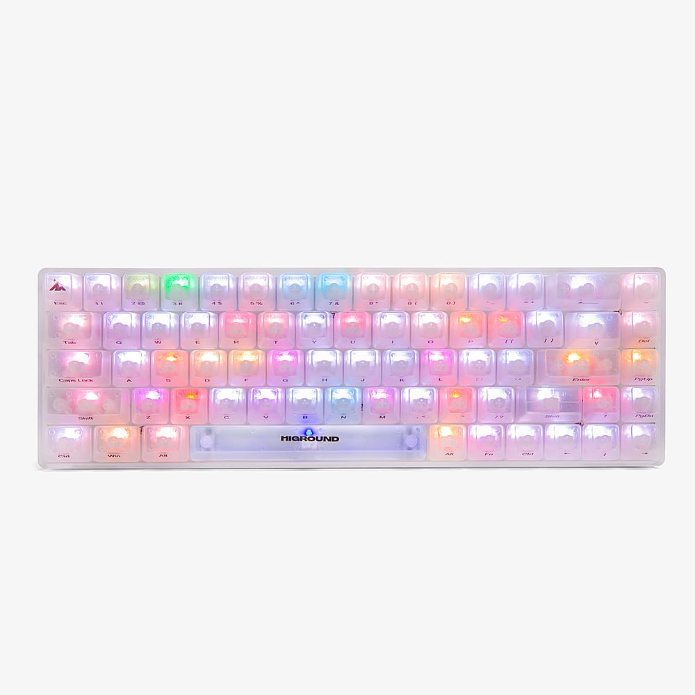 Higround - Basecamp 65 65% Wired Mechanical Lubed Flame Linear Switch Gaming Keyboard with RGB lighting - Opal - Front_Zoom