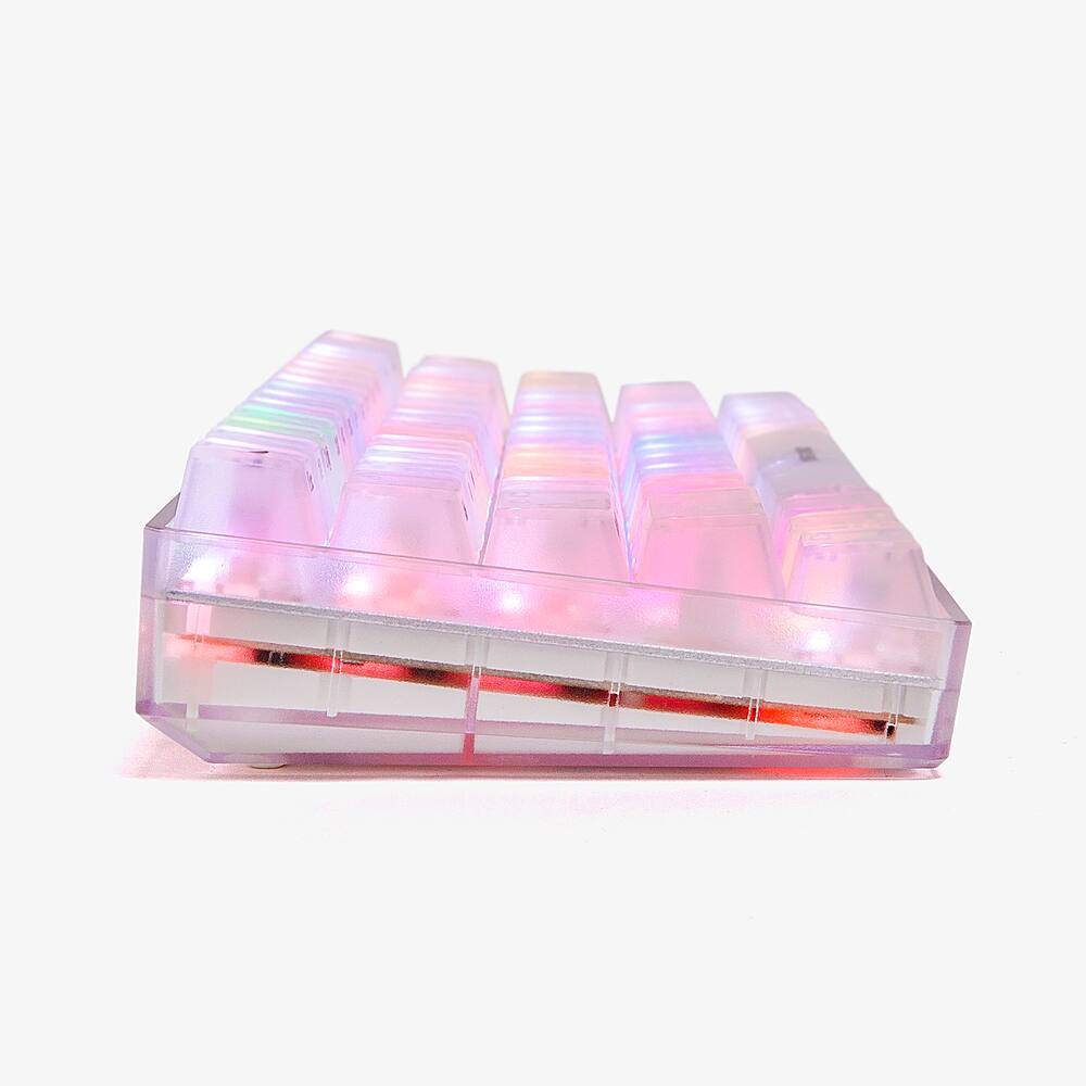 Left. Higround - Basecamp 65 65% Wired Mechanical Lubed Flame Linear Switch Gaming Keyboard with RGB lighting - Opal.