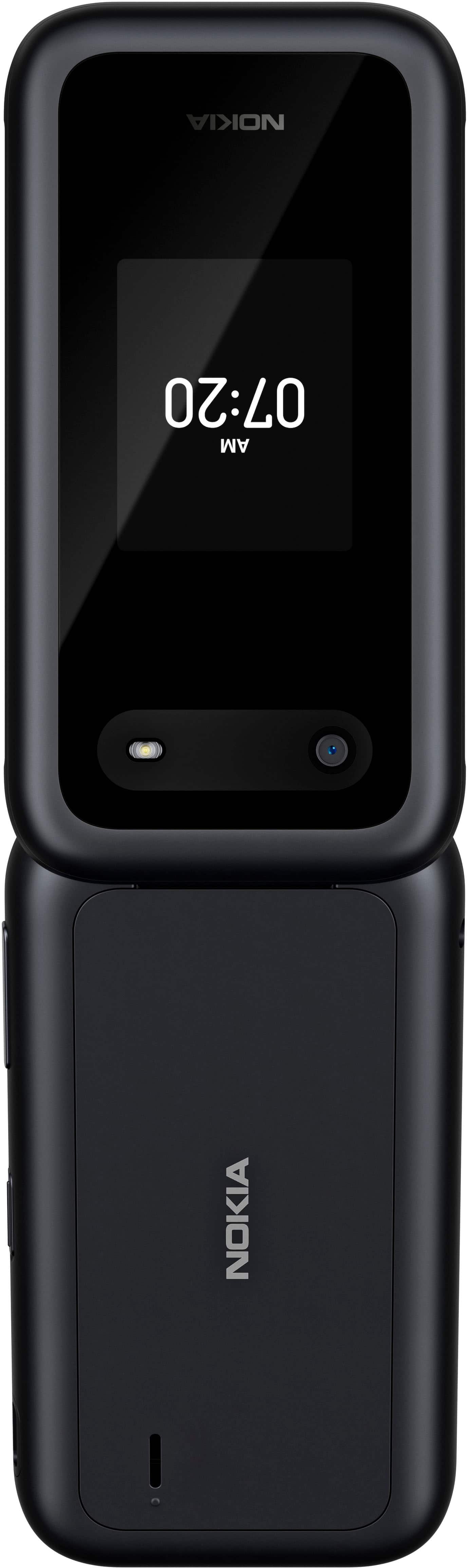 The image features a black Nokia cell phone with a screen displaying the time of 07:20. The phone is standing upright, with the screen being the main focus of the image.