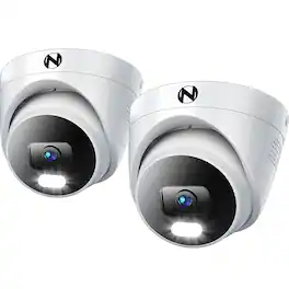 Night Owl - 2-Camera Indoor/Outdoor Add On Wired IP 4K Security Dome Cameras - White
