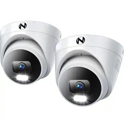 Front. Night Owl - 2-Camera Indoor/Outdoor Add On Wired IP 4K Security Dome Cameras - White.
