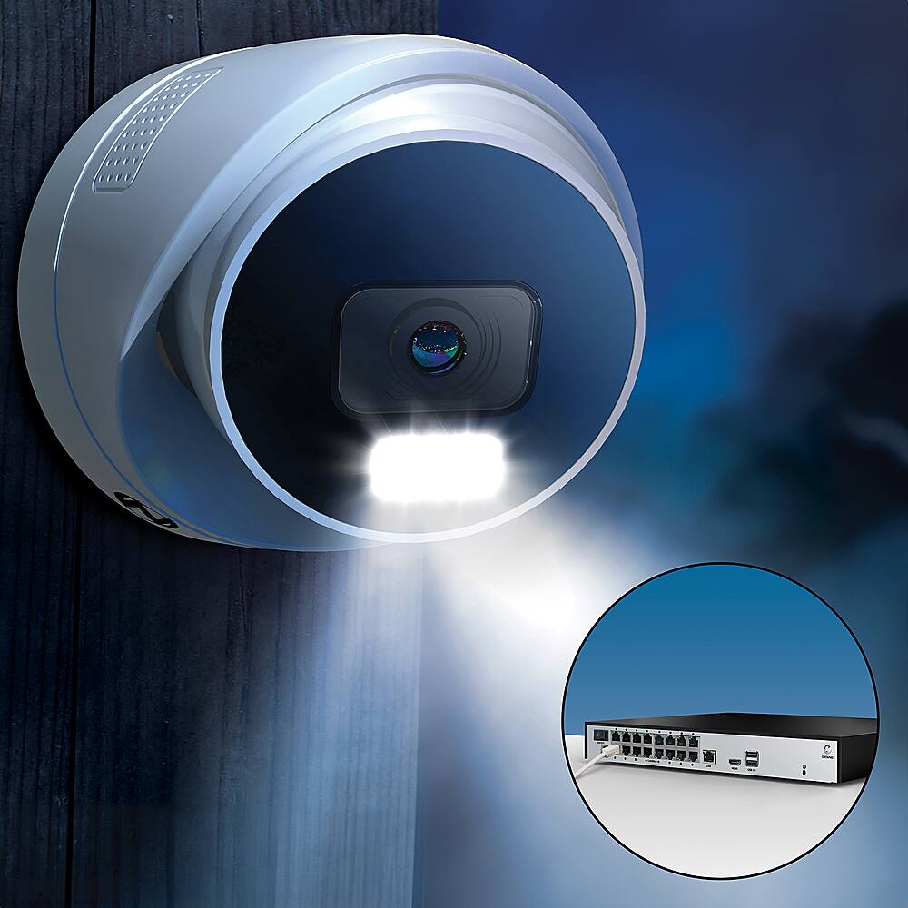 Left. Night Owl - 2-Camera Indoor/Outdoor Add On Wired IP 4K Security Dome Cameras - White.