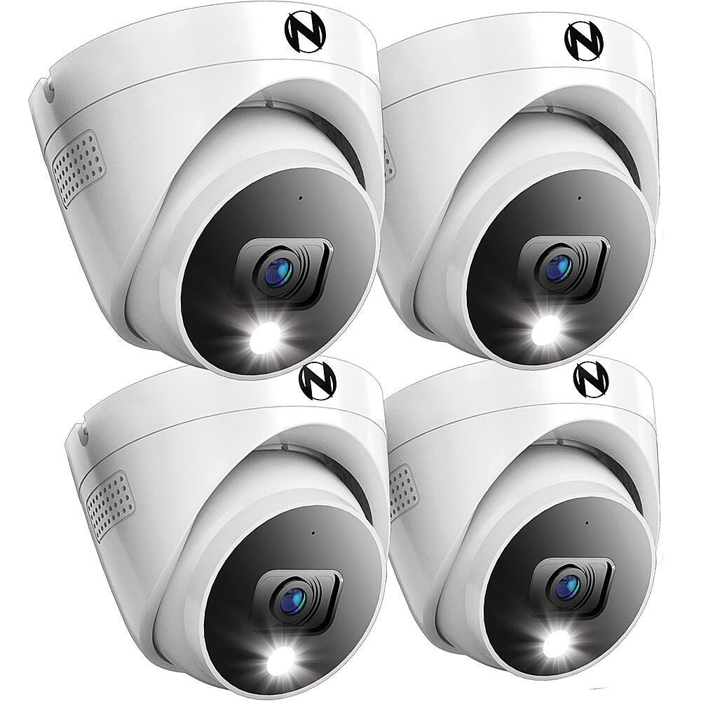 Night Owl - 4-Camera Indoor/Outdoor Add On Wired 2K Security Dome Cameras with 2-Way Audio - White