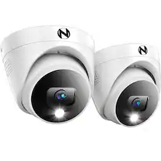 Front. Night Owl - 2-Camera Indoor/Outdoor Add On Wired 2K Security Dome Cameras with 2-Way Audio - White.