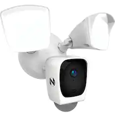 Front. Night Owl - Outdoor Wired Floodlight Deterrence 3MP HD+ Camera with 2-Way Audio - White.