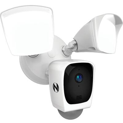 Front. Night Owl - Outdoor Wired Floodlight Deterrence 3MP HD+ Camera with 2-Way Audio - White.