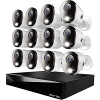 Night Owl - 20-Channel, 12-Camera Indoor/Outdoor Wired 4K 2TB DVR Security System with 2-Way Audio - Black/White - Front_Zoom